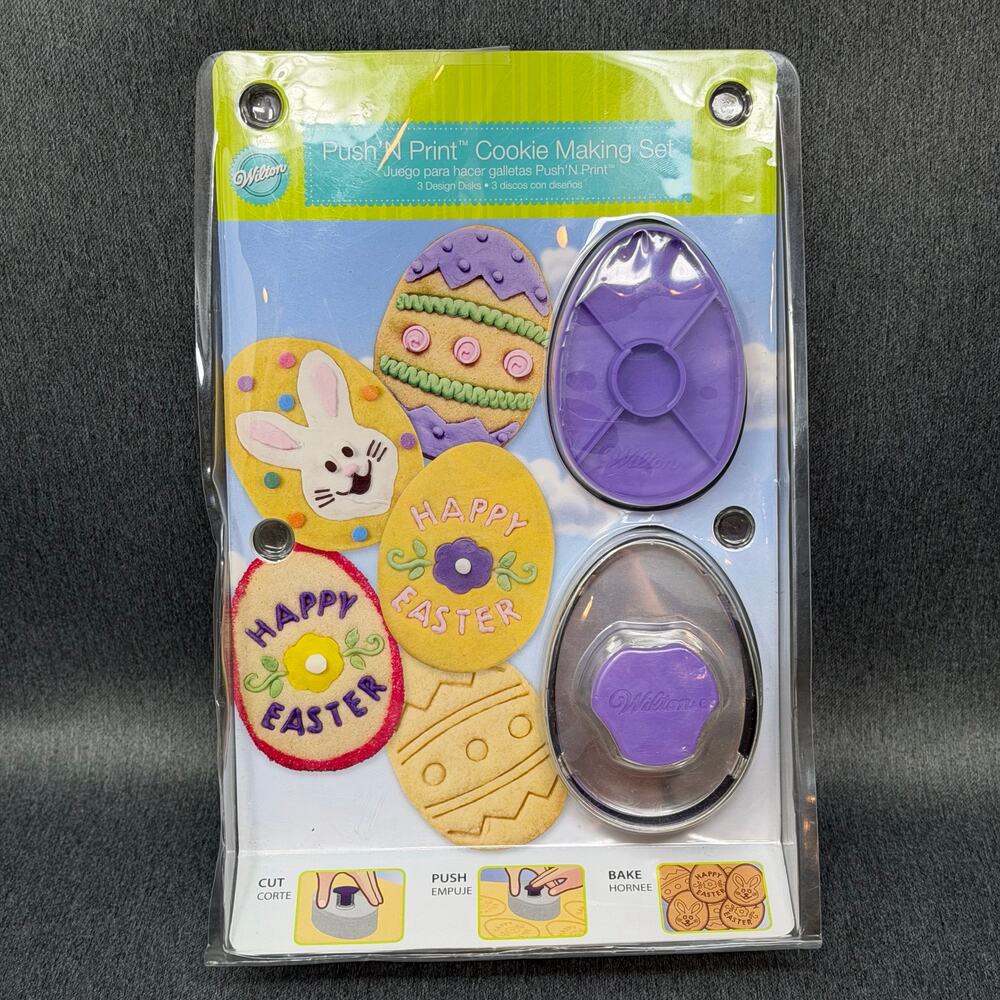 NEW Wilton Easter Push N Print Cookie Kit Complete Bunny Egg 3 Design Disks 2008